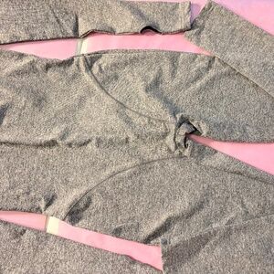 Spandex long sleeve grey body suit w| cutout for thumbs